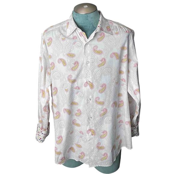 Men's Robert Graham Hendon Long Sleeve Shirt Multicolor Paisley Cotton Size 2XL - Picture 1 of 9